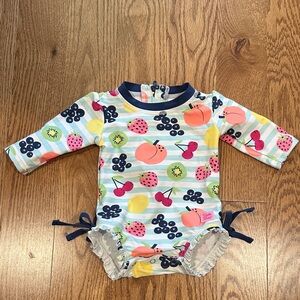 Ruffle Butts Colorful Fruit Print Kids Swim One Piece